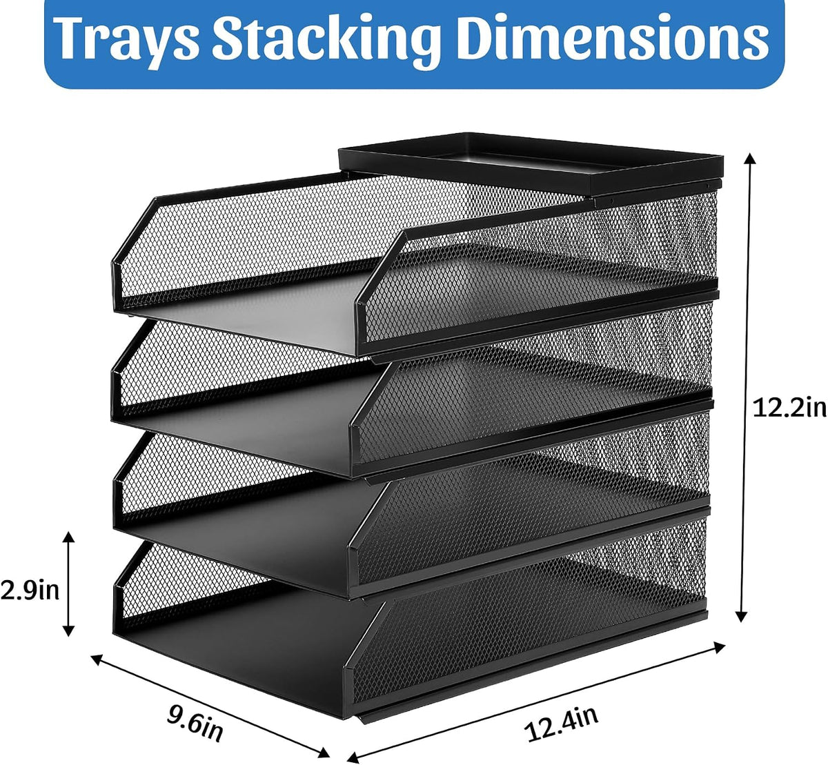 4 Tier Paper Tray Organizer for Desk, Stackable Office Organization