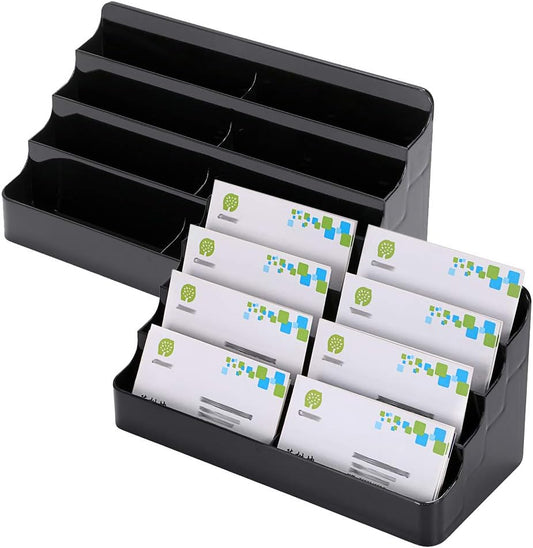 2-Pack Acrylic Business Card Holder Card for Desk, 8 Pockets