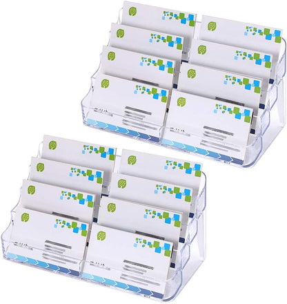 2-Pack Acrylic Business Card Holder Card for Desk, 8 Pockets