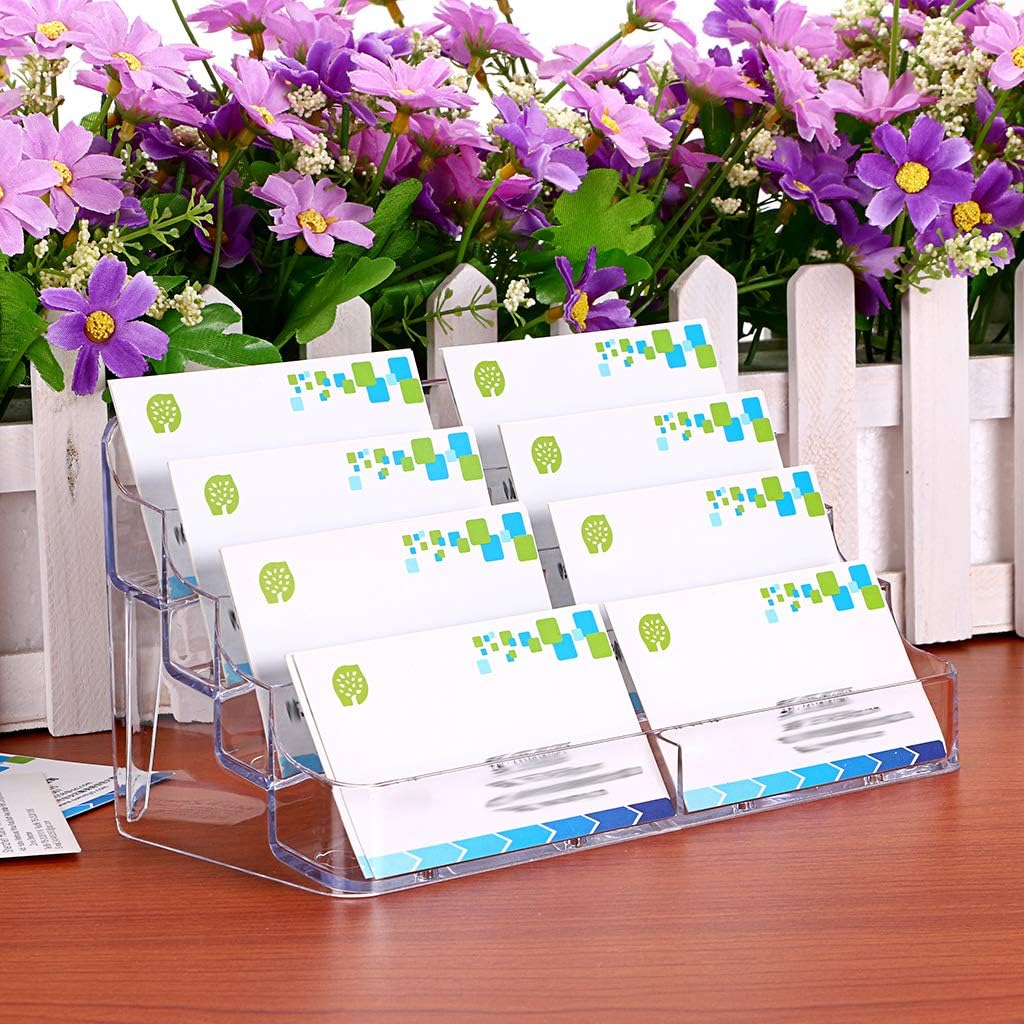 2-Pack Acrylic Business Card Holder Card for Desk, 8 Pockets