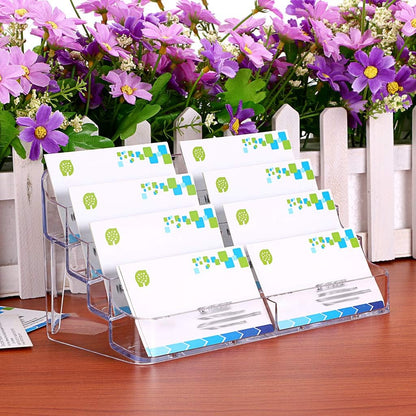 2-Pack Acrylic Business Card Holder Card for Desk, 8 Pockets