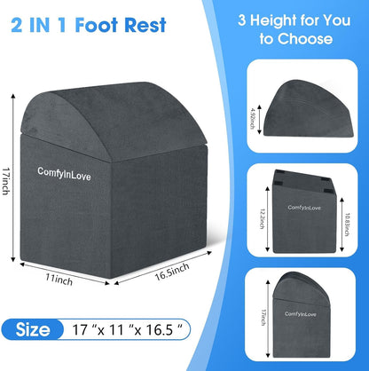 Foot Rest for Under Desk with 3 Heights, Foot Stool, Dark Grey
