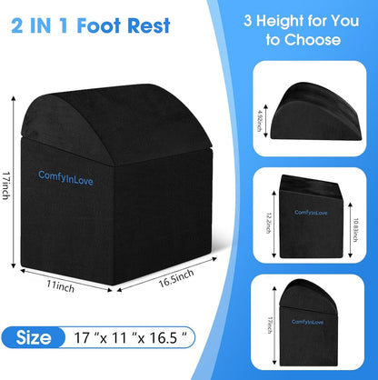 Foot Rest for Under Desk with 3 Heights, Foot Stool, Dark Grey