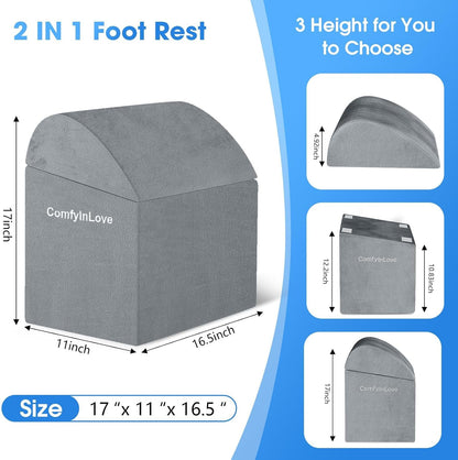 Foot Rest for Under Desk with 3 Heights, Foot Stool, Dark Grey