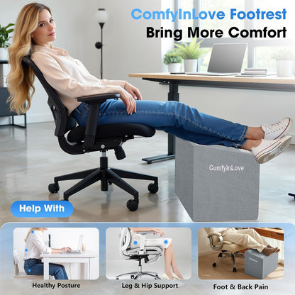 Foot Rest for Under Desk with 3 Heights, Foot Stool, Dark Grey