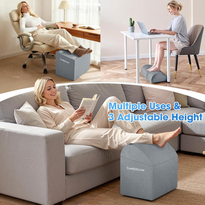 Foot Rest for Under Desk with 3 Heights, Foot Stool, Dark Grey