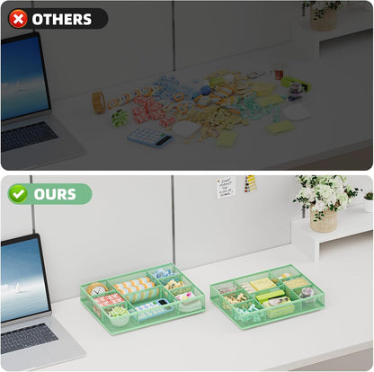 2 Pack Desk Drawer Organizer, Mesh Drawer Organizer Tray with 8 Adjustable Compartments, Desk Organizers and Accessories, 5 Dividers Drawer for Office Supplies, Makeup & Vanity (Black)