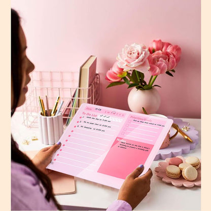 Desktop Thickened Acrylic Dry Erase Board to do List Planner Board，12"x10"，Tabletop Whiteboard with Stand，Frameless Pink Dry Erase White Board，for Office/Home/School