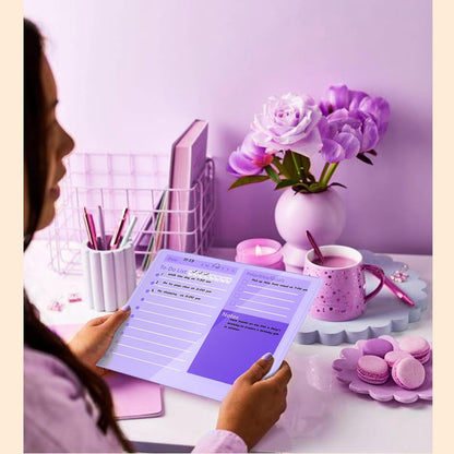 Desktop Thickened Acrylic Dry Erase Board to do List Planner Board，12"x10"，Tabletop Whiteboard with Stand，Frameless Pink Dry Erase White Board，for Office/Home/School