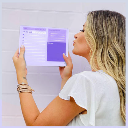Desktop Thickened Acrylic Dry Erase Board to do List Planner Board，12"x10"，Tabletop Whiteboard with Stand，Frameless Pink Dry Erase White Board，for Office/Home/School