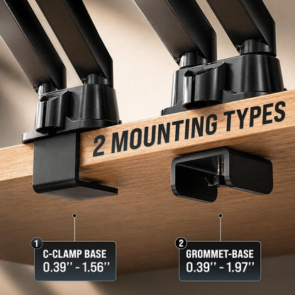 Premium Dual Monitor Mount 14"-32” Dual Monitor Arm VESA Bracket Adjustable Height Gas Spring Dual Monitor Stand, Screen Full Motion Dual Monitor Arm-Computer Monitor Stand for 2 Screens - Black