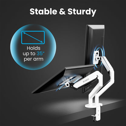 Premium Dual Monitor Mount 14"-32” Dual Monitor Arm VESA Bracket Adjustable Height Gas Spring Dual Monitor Stand, Screen Full Motion Dual Monitor Arm-Computer Monitor Stand for 2 Screens - Black