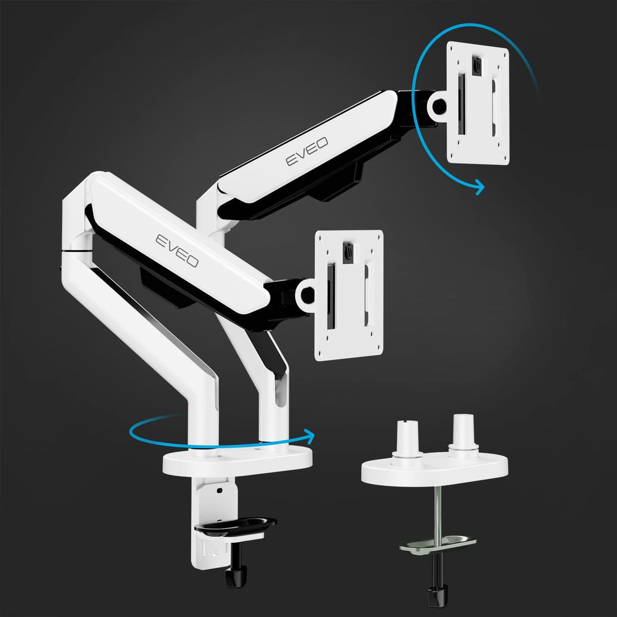Premium Dual Monitor Mount 14"-32” Dual Monitor Arm VESA Bracket Adjustable Height Gas Spring Dual Monitor Stand, Screen Full Motion Dual Monitor Arm-Computer Monitor Stand for 2 Screens - Black