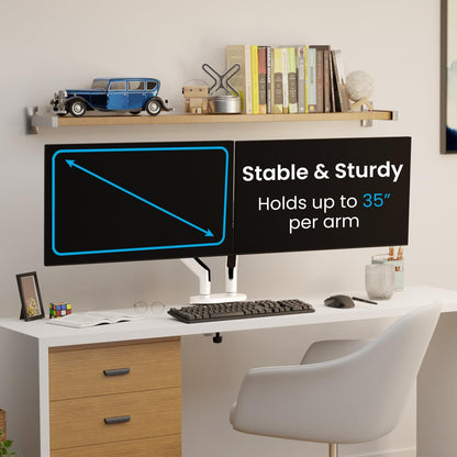 Premium Dual Monitor Mount 14"-32” Dual Monitor Arm VESA Bracket Adjustable Height Gas Spring Dual Monitor Stand, Screen Full Motion Dual Monitor Arm-Computer Monitor Stand for 2 Screens - Black