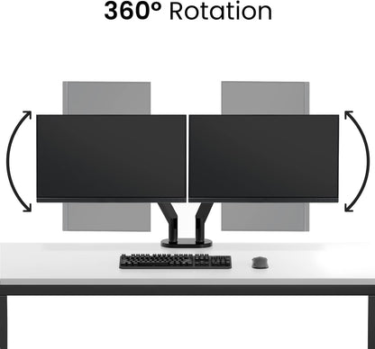 Premium Dual Monitor Mount 14"-32” Dual Monitor Arm VESA Bracket Adjustable Height Gas Spring Dual Monitor Stand, Screen Full Motion Dual Monitor Arm-Computer Monitor Stand for 2 Screens - Black