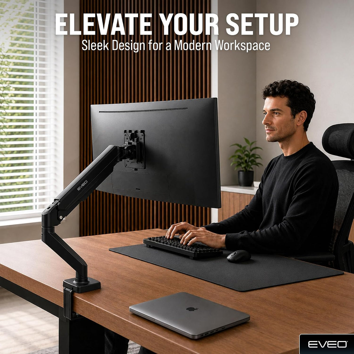 Premium Dual Monitor Mount 14"-32” Dual Monitor Arm VESA Bracket Adjustable Height Gas Spring Dual Monitor Stand, Screen Full Motion Dual Monitor Arm-Computer Monitor Stand for 2 Screens - Black