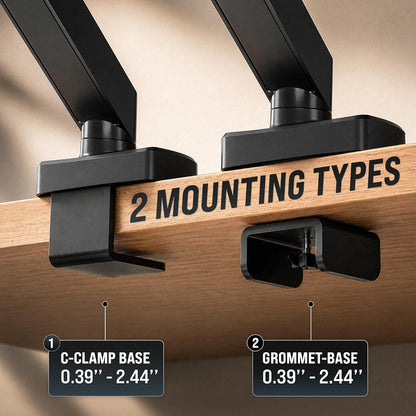 Premium Dual Monitor Mount 14"-32” Dual Monitor Arm VESA Bracket Adjustable Height Gas Spring Dual Monitor Stand, Screen Full Motion Dual Monitor Arm-Computer Monitor Stand for 2 Screens - Black