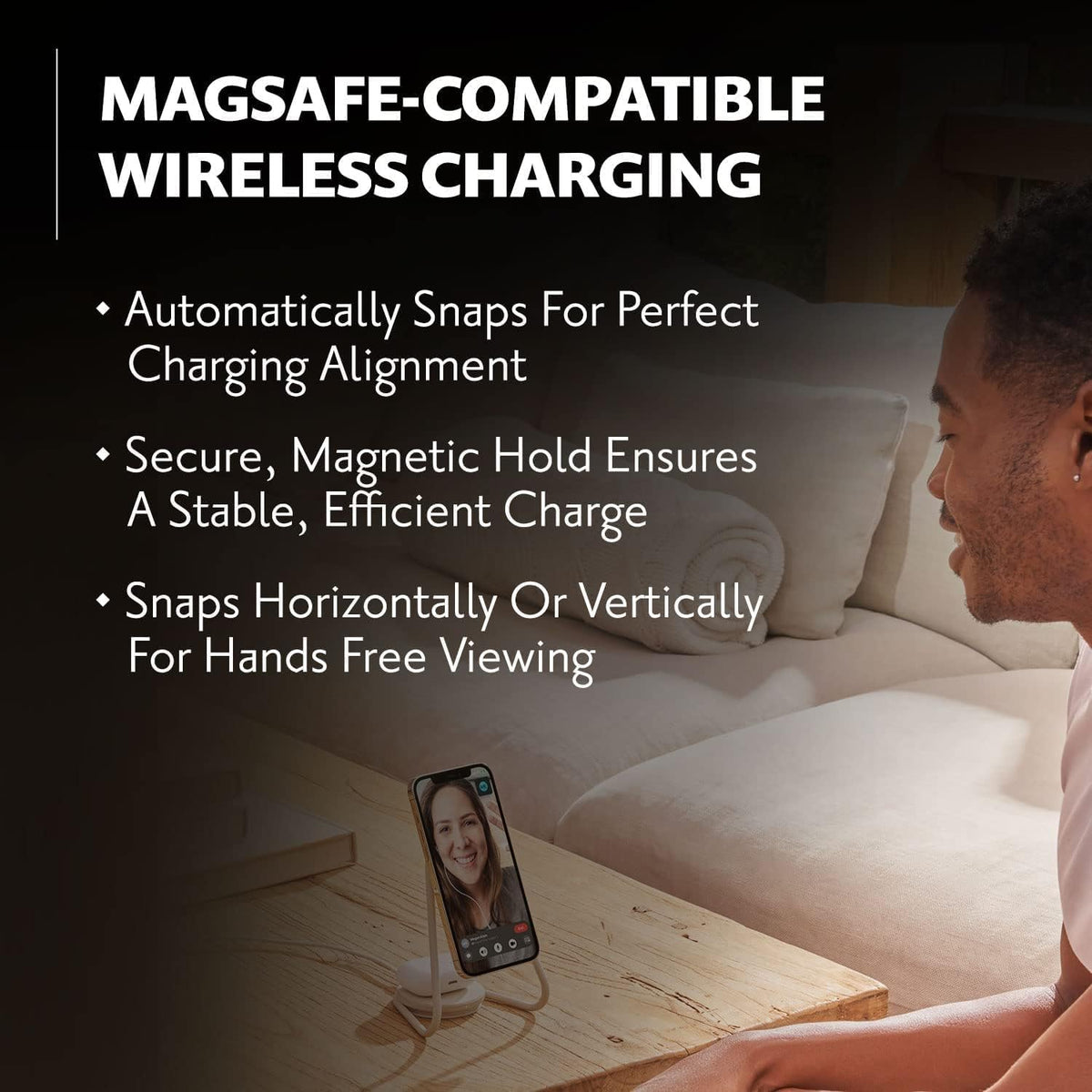 W&P MAG:2 Wireless Charging Stand - Belgian Linen, 2 in 1 Multi-Device Charger - Magnetic Stand for MagSafe iPhones 16, 15, 14, 13, 12 with Charging Base for AirPod Cases, (Forest)