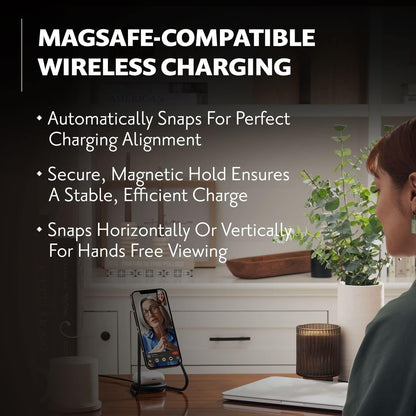 W&P MAG:2 Wireless Charging Stand - Belgian Linen, 2 in 1 Multi-Device Charger - Magnetic Stand for MagSafe iPhones 16, 15, 14, 13, 12 with Charging Base for AirPod Cases, (Forest)