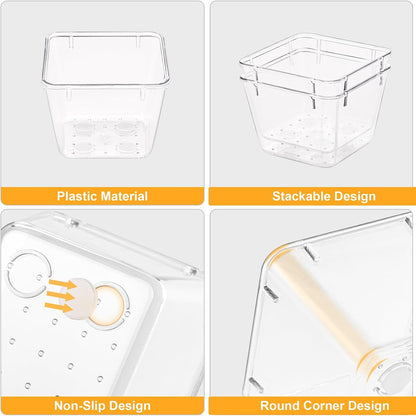 Drawer Organizers with Non-Slip Silicone Pads, 5-Size