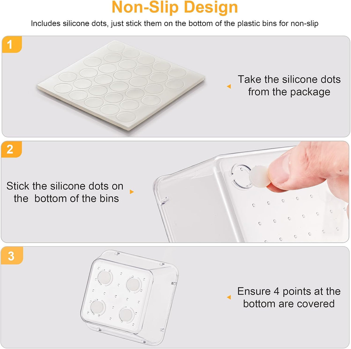 Drawer Organizers with Non-Slip Silicone Pads, 5-Size