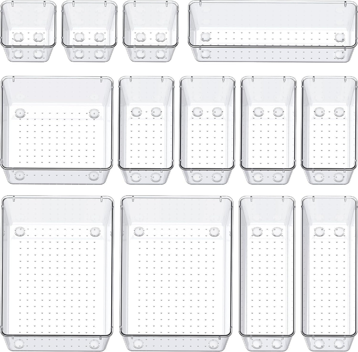 Drawer Organizers with Non-Slip Silicone Pads, 5-Size