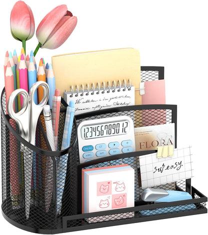 Mail Organizer for Desk, Mesh Metal Mail Holder Countertop with 3-Slot, Letter Sorter File Holder, Office Envelope Organizer for Mails (Black), 1