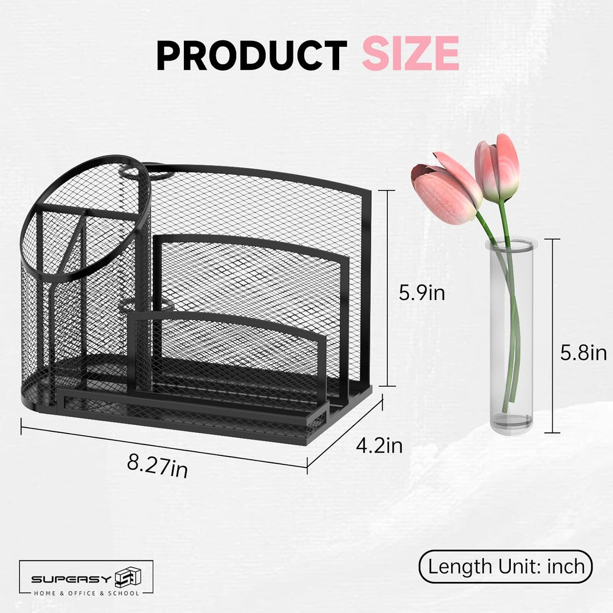Mail Organizer for Desk, Mesh Metal Mail Holder Countertop with 3-Slot, Letter Sorter File Holder, Office Envelope Organizer for Mails (Black), 1