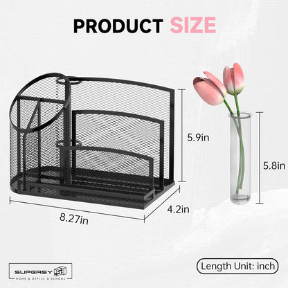 Mail Organizer for Desk, Mesh Metal Mail Holder Countertop with 3-Slot, Letter Sorter File Holder, Office Envelope Organizer for Mails (Black), 1