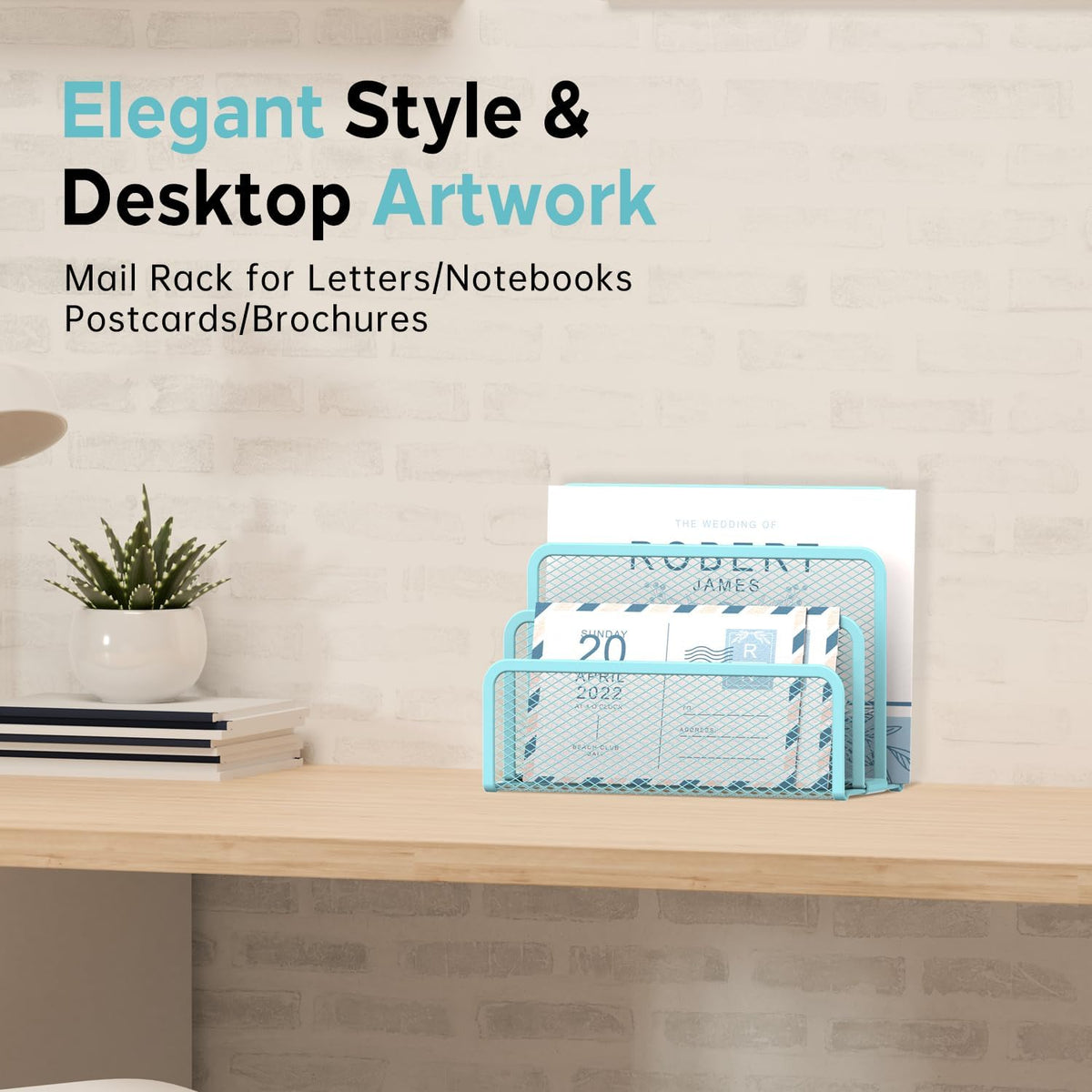 Mail Organizer for Desk, Mesh Metal Mail Holder Countertop with 3-Slot, Letter Sorter File Holder, Office Envelope Organizer for Mails (Black), 1