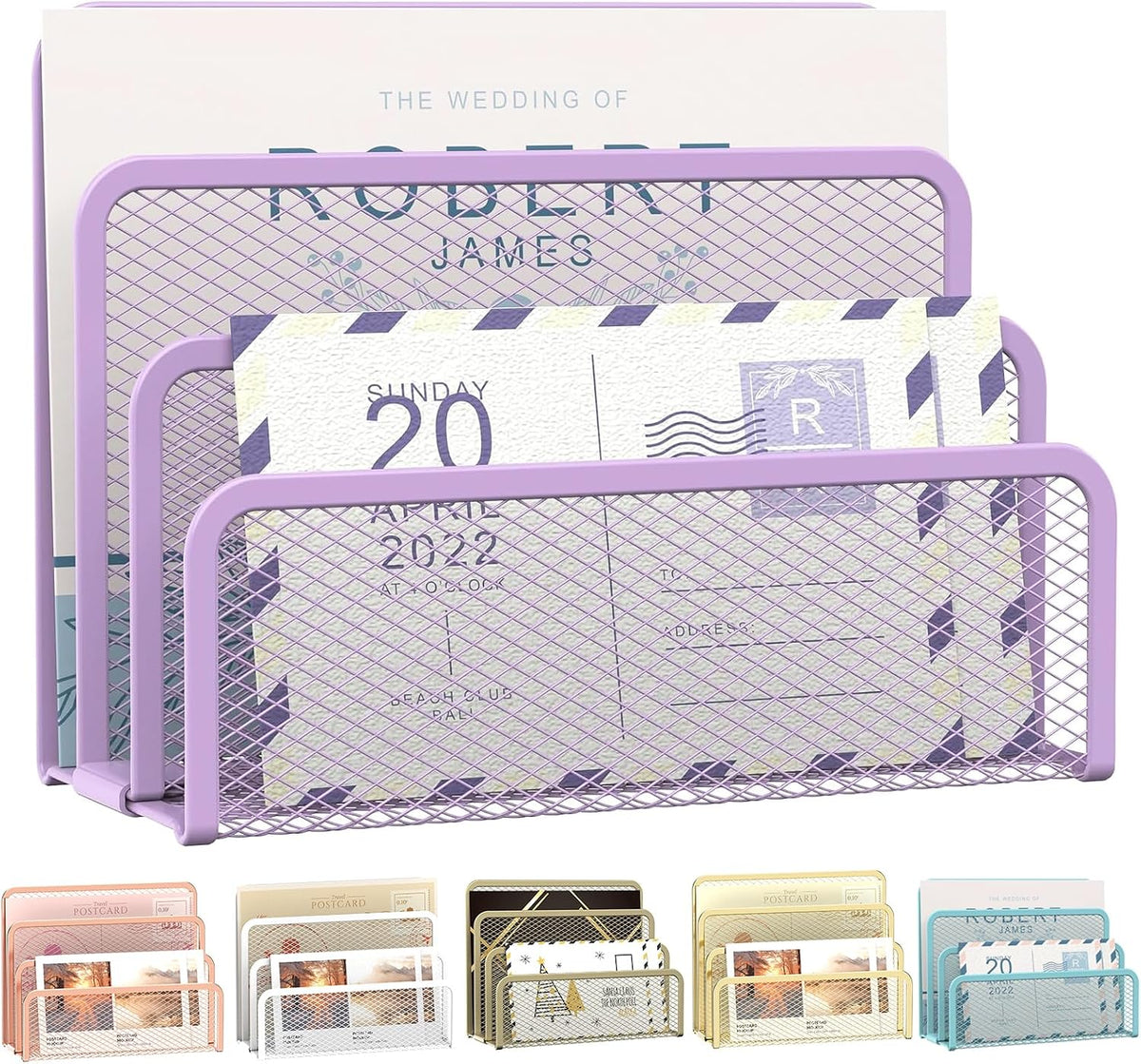 Mail Organizer for Desk, Mesh Metal Mail Holder Countertop with 3-Slot, Letter Sorter File Holder, Office Envelope Organizer for Mails (Black), 1