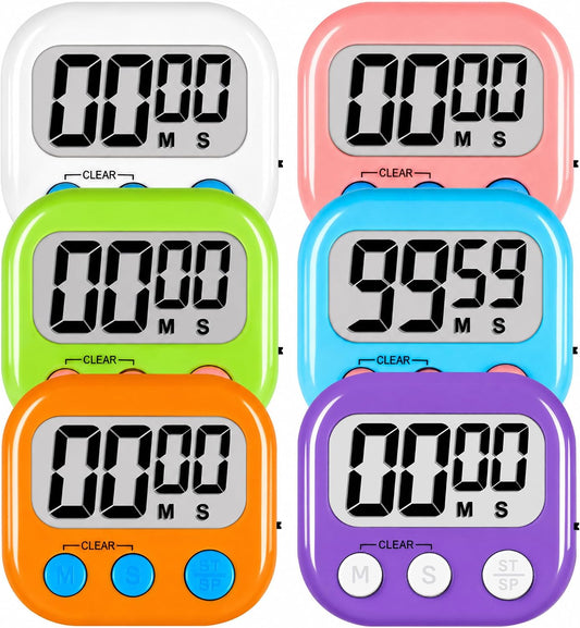 Digital Kitchen Classroom Timers for Kids Cooking 6pcs MulticolorA