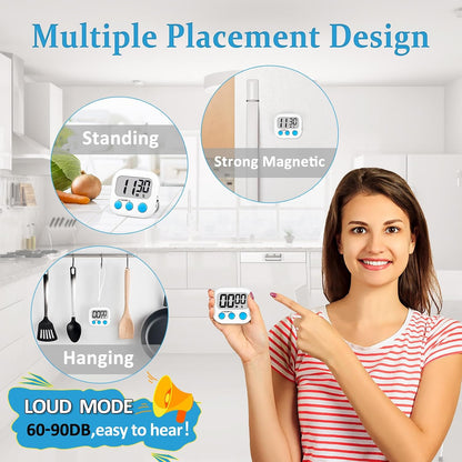 Digital Kitchen Classroom Timers for Kids Cooking 6pcs MulticolorA
