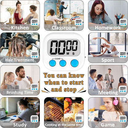 Digital Kitchen Classroom Timers for Kids Cooking 6pcs MulticolorA