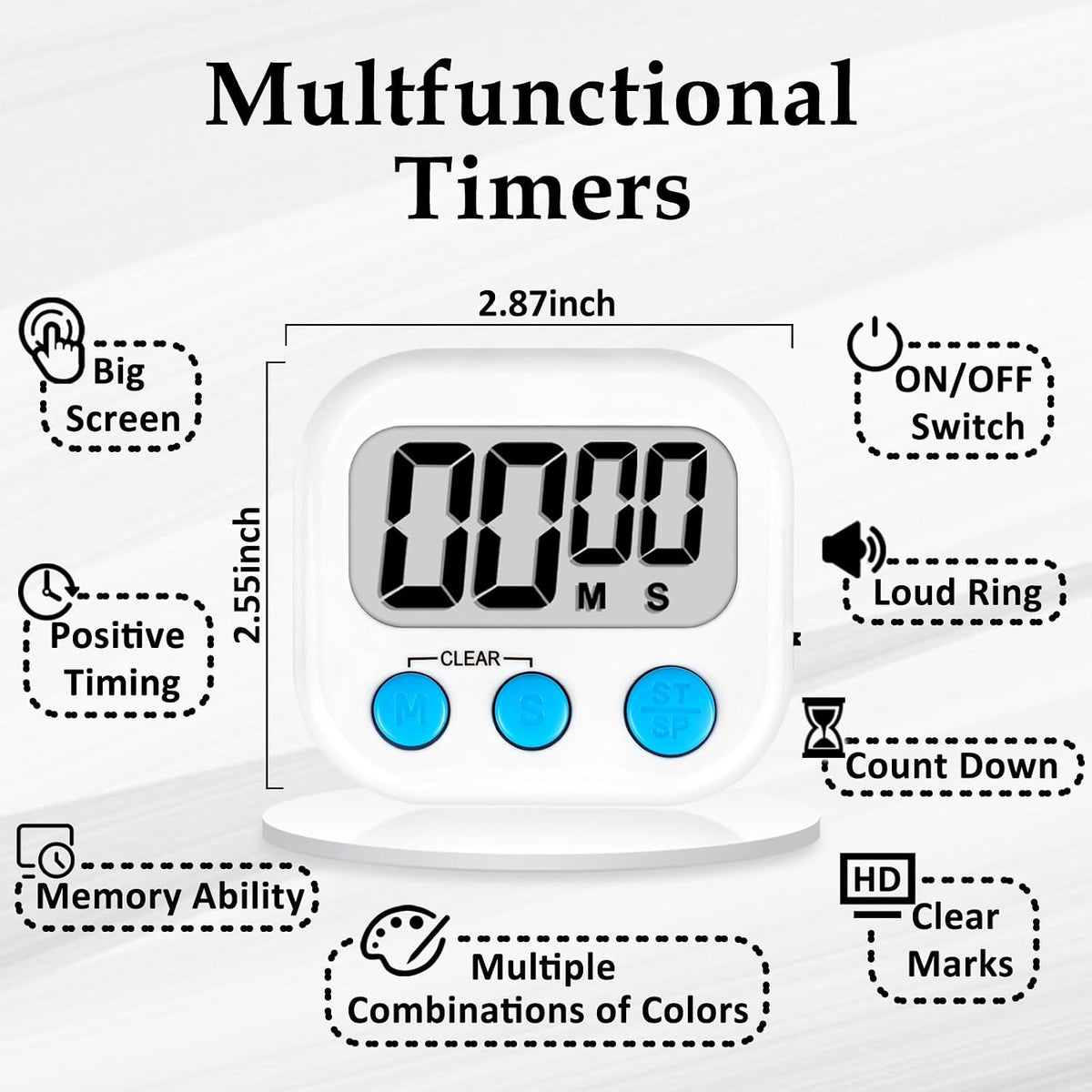 Digital Kitchen Classroom Timers for Kids Cooking 6pcs MulticolorA