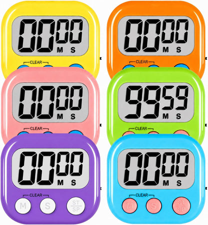 Digital Kitchen Classroom Timers for Kids Cooking 6pcs MulticolorA