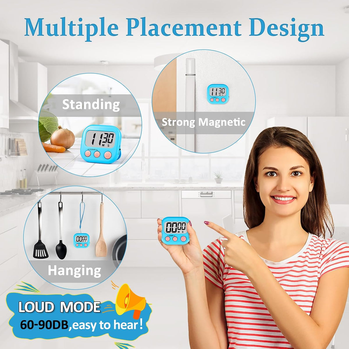 Digital Kitchen Classroom Timers for Kids Cooking 6pcs MulticolorA