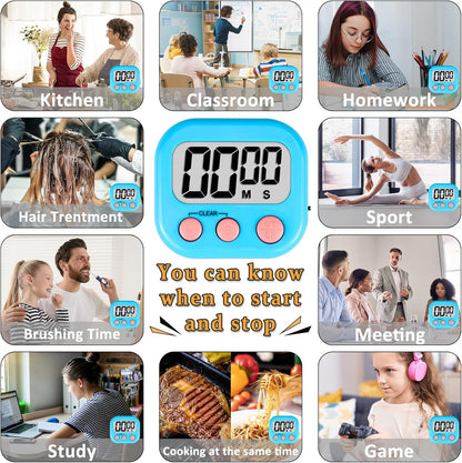 Digital Kitchen Classroom Timers for Kids Cooking 6pcs MulticolorA