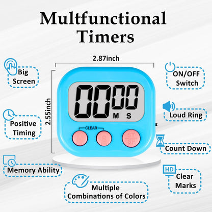Digital Kitchen Classroom Timers for Kids Cooking 6pcs MulticolorA