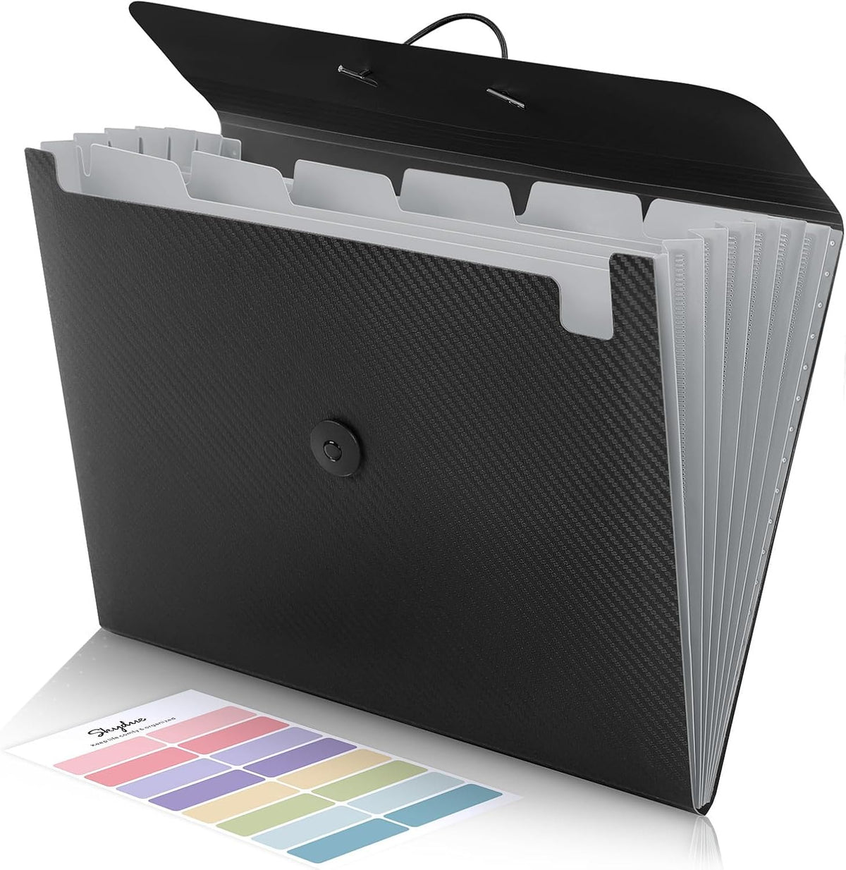 Accordion File Organizer, Expanding File Folder with 7 Pockets, Portable Receipt Paper Bill Document Organizer, Letter/A4 Size Filing Folder School Office Supplies, Black