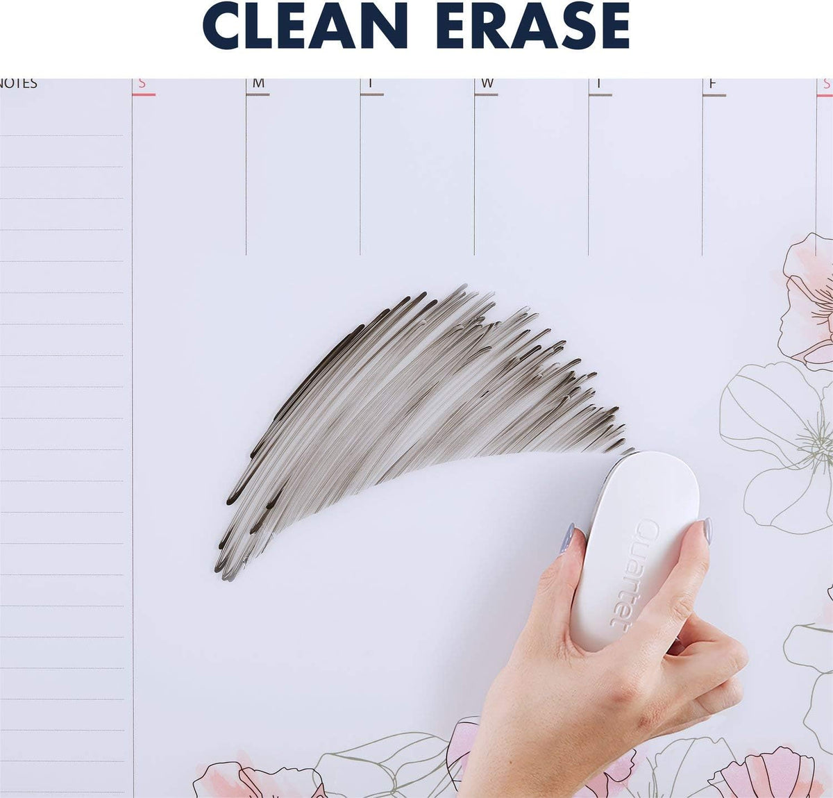 Glass Desktop Weekly Planner, 17" x 22", Whiteboard, Dry Erase Surface, Clean Erase, Includes 1 Dry Erase Marker, Floral (GDP2217F)