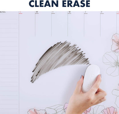 Glass Desktop Weekly Planner, 17" x 22", Whiteboard, Dry Erase Surface, Clean Erase, Includes 1 Dry Erase Marker, Floral (GDP2217F)