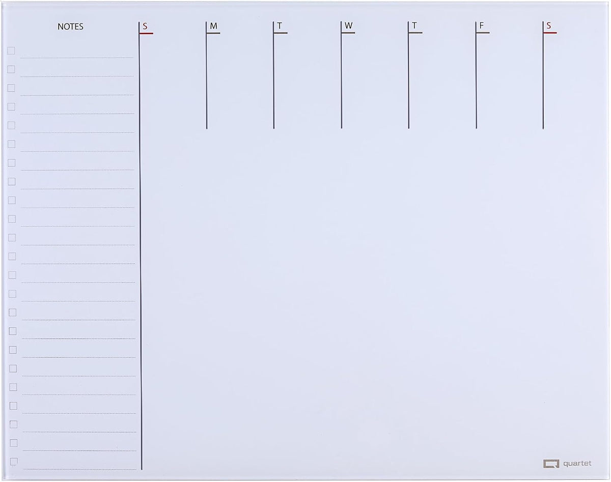 Glass Desktop Weekly Planner, 17" x 22", Whiteboard, Dry Erase Surface, Clean Erase, Includes 1 Dry Erase Marker, Floral (GDP2217F)