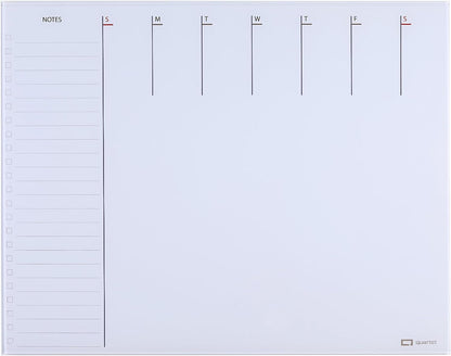 Glass Desktop Weekly Planner, 17" x 22", Whiteboard, Dry Erase Surface, Clean Erase, Includes 1 Dry Erase Marker, Floral (GDP2217F)