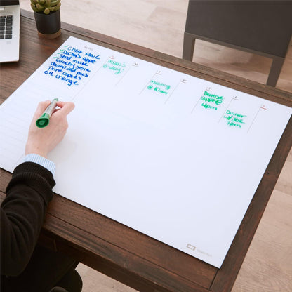 Glass Desktop Weekly Planner, 17" x 22", Whiteboard, Dry Erase Surface, Clean Erase, Includes 1 Dry Erase Marker, Floral (GDP2217F)