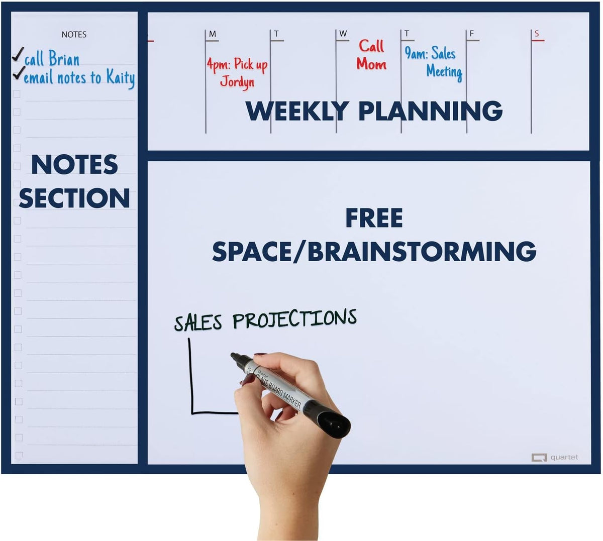 Glass Desktop Weekly Planner, 17" x 22", Whiteboard, Dry Erase Surface, Clean Erase, Includes 1 Dry Erase Marker, Floral (GDP2217F)