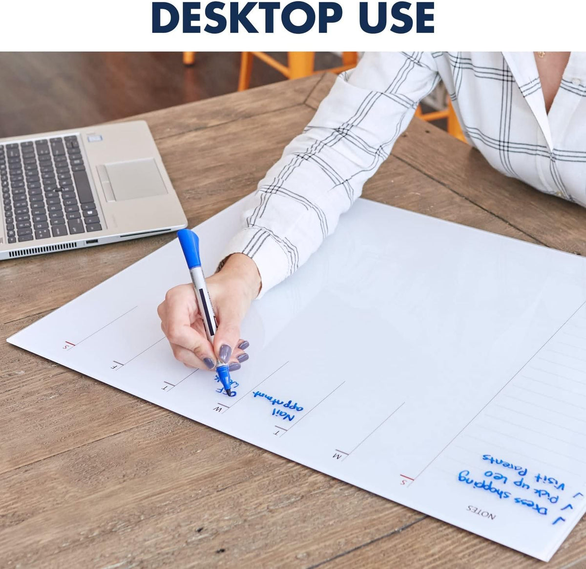 Glass Desktop Weekly Planner, 17" x 22", Whiteboard, Dry Erase Surface, Clean Erase, Includes 1 Dry Erase Marker, Floral (GDP2217F)