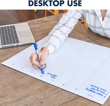 Glass Desktop Weekly Planner, 17" x 22", Whiteboard, Dry Erase Surface, Clean Erase, Includes 1 Dry Erase Marker, Floral (GDP2217F)