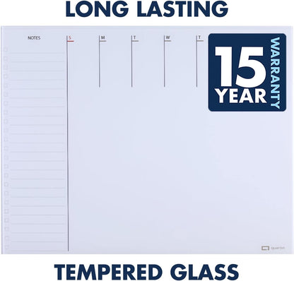 Glass Desktop Weekly Planner, 17" x 22", Whiteboard, Dry Erase Surface, Clean Erase, Includes 1 Dry Erase Marker, Floral (GDP2217F)
