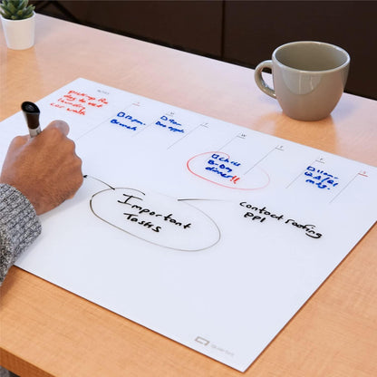 Glass Desktop Weekly Planner, 17" x 22", Whiteboard, Dry Erase Surface, Clean Erase, Includes 1 Dry Erase Marker, Floral (GDP2217F)